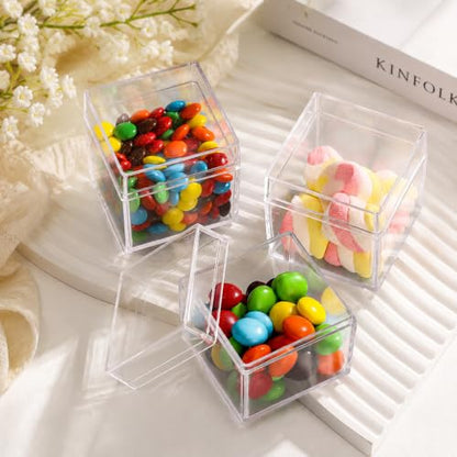 Okllen 36 Pack Acrylic Boxes with Lid, Clear Square Cubes Treat Gift Boxes Candy Storage Container for Candy, Little Trinkets, Jewelry, Party Favor, 2''x2''x2''/5x5x5CM