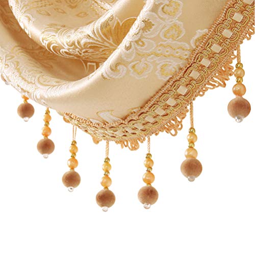 ELKCA Golden Jacquard Swag Waterfall Valance Luxury Curtain Valance for Living Room,Rod Pocket (Damask-Golden, W79 Inch, 1 Panel) - color: Valance,damask-golden, size: 79"W x 43"L (Pack of 1)