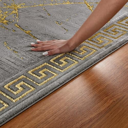 GLORY RUGS Area Rugs Marble 5X7 Grey Gold Carpet Modern Abstract Rug Living Room Dining Bedroom Rug - color: Grey, size: 5' x 7' (Rectangular)