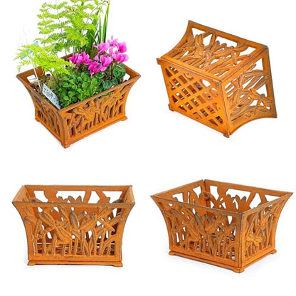 Sungmor Cast Iron Plant Basket with Non-Woven Growing Bag - Rust Rust - color: Rust Color - Rectangle