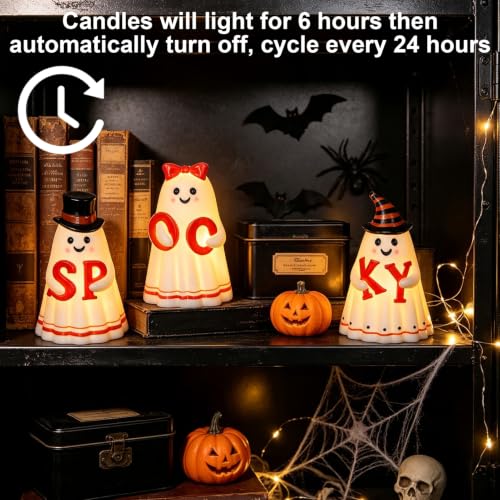 Wondise Spooky Ghost Halloween Flameless Candles with 6hrs Timer - color: 2-Ghost