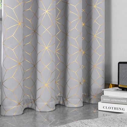 Beauoop Grey Gold 100% Blackout Curtains for Bedroom 50x108 2 Panels - color: Grey/Gold, size: 50"W x 108"L (Pack of 2)