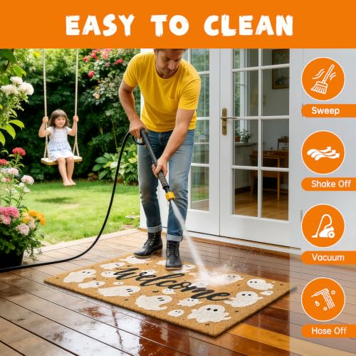 Halloween Welcome Mat Spooky Non-Slip Front Door Mat, 17x29 in - color: 1- Spooky