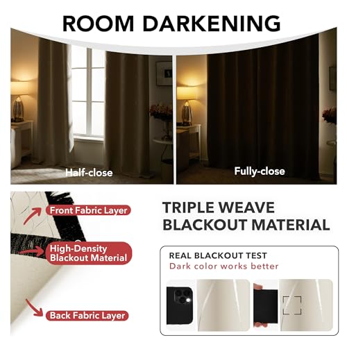 Deconovo Curtains for Living Room, Pattern Blackout Curtains 45 Inches Long - color: Silver Line-light Beige, size: 42"W x 45"L (Pack of 2)