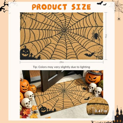Halloween Welcome Mat Scary Web Non-Slip Front Door Mat, 17x29 in - color: Scary Web