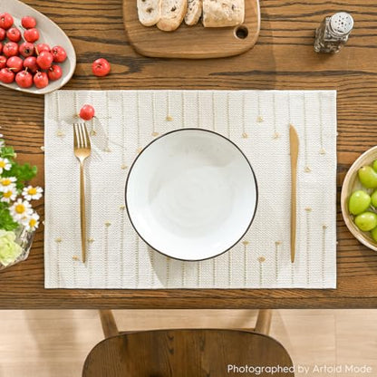 Artoid Mode Burlap Brown Woven Rustic Placemats Set of 4-12x18 Inch - color: Burlap Brown, size: 12" x 18", 4 Pcs
