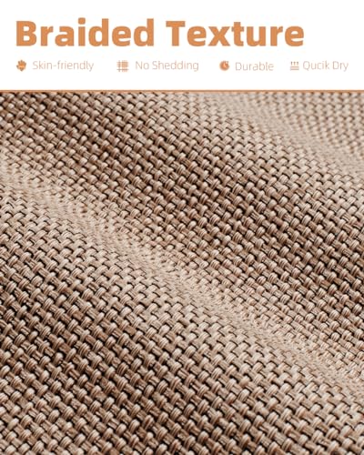 PADOOR Braided Toilet Rugs U Shaped 20''x24'', Non Slip Toilet Mat, Beige - color: Beige, size: 20''x24'' U-Shaped