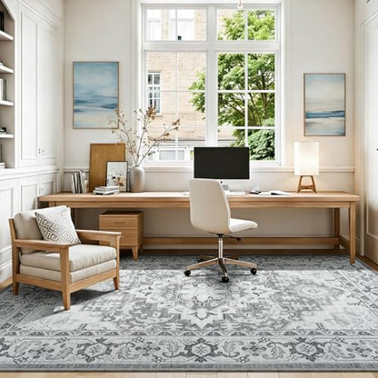 Lessymo Washable Area Rugs 6x9, Boho Soft Carpets for Bedroom Living Room - color: Grey Beige, size: 6' x 9' (Rectangular)
