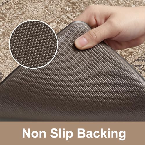 KIMODE Anti Fatigue Kitchen Mat, Cushioned Boho Kitchen Runner 17.3"x59" - color: Brown/Multi, size: 59"L x 17.3"W x 0.5"Th