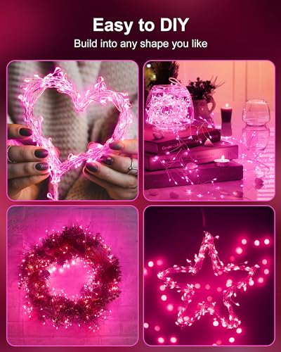 Minetom Fairy Lights Battery Operated, Twinkle String Lights 5ft 60LED - color: Pink