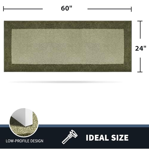 PURRUGS Hallway Runner Rug, 24" x 60", Budding Green & Sage Green - color: Budding Green & Sage Green, size: 24" X 60"