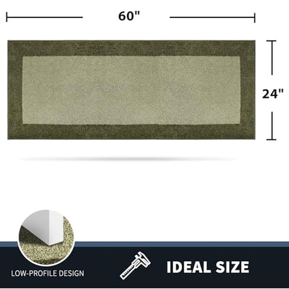 PURRUGS Hallway Runner Rug, 24" x 60", Budding Green & Sage Green - color: Budding Green & Sage Green, size: 24" X 60"