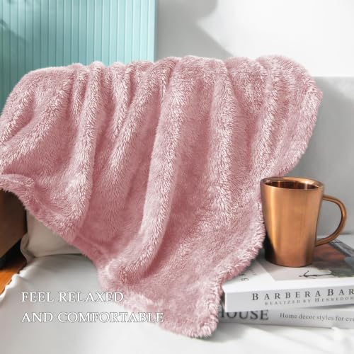 Exclusivo Mezcla Fuzzy Large Fleece Throw Blanket for Couch, Dusty Pink - color: Dusty Pink, size: 50x70 IN