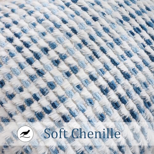 LUOYEHK Boho Throw Pillow Covers 20x20 Inch Set of 2 Chenille Tufted Pillowcase Farmhouse Neutral Cushion Covers for Couch Sofa Bed Living Room, Blue White - color: Blue White, size: 20" x 20" (Pack of 2)