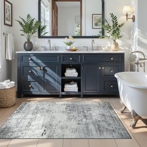 Toneed 3x5 Washable Non Slip Area Rugs for Bedroom Living Room, Grey - color: Light Neutral Gray, size: 3' x 5' (Rectangular)