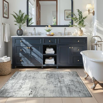 Toneed 3x5 Washable Non Slip Area Rugs for Bedroom Living Room, Grey - color: Light Neutral Gray, size: 3' x 5' (Rectangular)