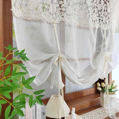 Chic Tie Up Curtain for Kitchen Adjust Balloon Window Valance Rod Pocket - size: 39"W x 39"L (Pack of 1)