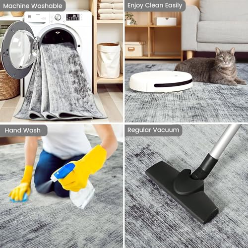 Toneed Washable 2x3 Grey Area Rug with Non-Slip Backing for Entryway - color: Light Neutral Gray, size: 2' x 3' (Rectangular)