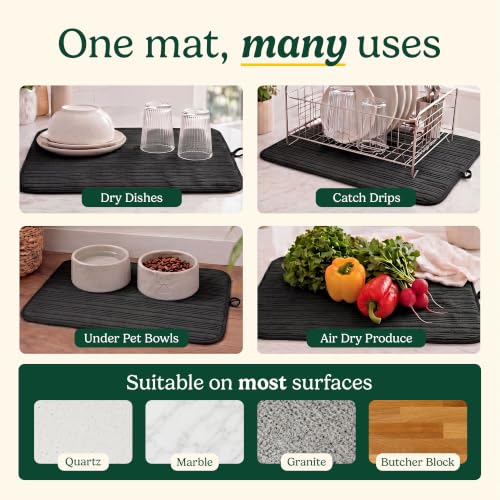 Cuisinart Dish Drying Mat for Kitchen Counter, 2-Pack XL 18"x24" - color: Horizontal stripes Black