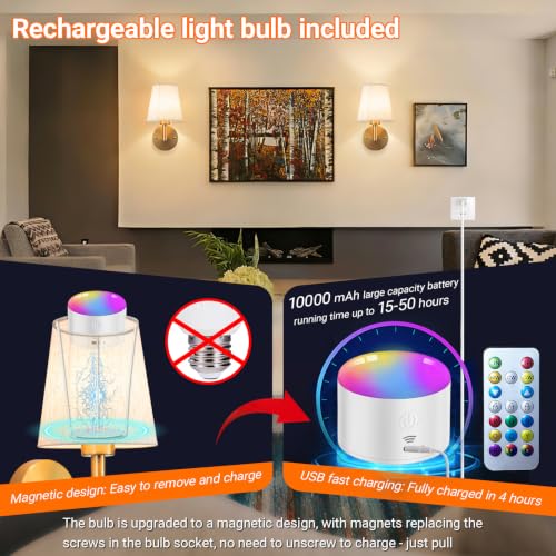 YHCDLAMP Peel and Stick Wall Sconces, Battery Operated Wall Sconce Set of 2 - color: Bronze-SetOfTwo