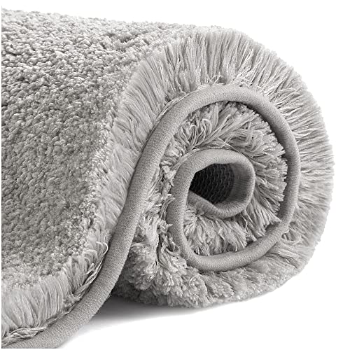 VANZAVANZU Bath Mats Non Slip Ultra Soft Absorbant Microfiber Fluffy Thick Bathroom Rugs Machine Washable (20"x32", Light Gray) - color: Light Gray, size: 20"x32"