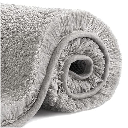 VANZAVANZU Bath Mats Non Slip Ultra Soft Absorbant Microfiber Fluffy Thick Bathroom Rugs Machine Washable (20"x32", Light Gray) - color: Light Gray, size: 20"x32"