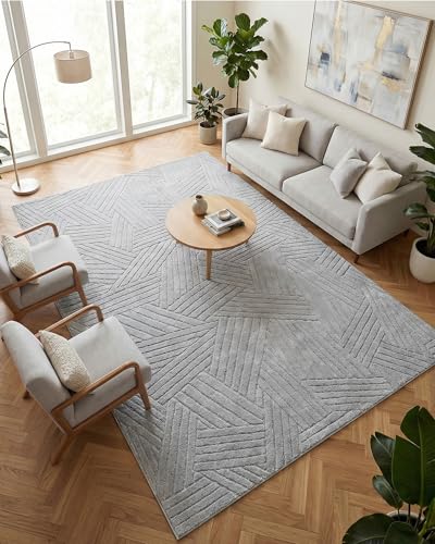 Carvapet 5x7 Area Rug Grey Modern Swirl Pattern Washable Carpet - color: Yarn Light Gray, size: 5' x 7' Rectangular