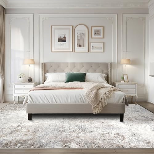 Beige Grey Washable Rugs 9x12 Area Rugs for Living Room,Bedroom,Dining Room - color: Brown-grey-beige-slate, size: 9' x 12' (Rectangular)