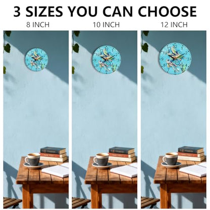 Turtle Glass Wall Clocks, 8 Inch Silent Wall Clock Non Ticking - color: Green, size: 8 Inch