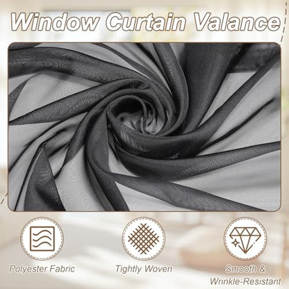 uxcell Window Valance, 51x24 Beaded Sheer Valance Curtains Black - color: Black