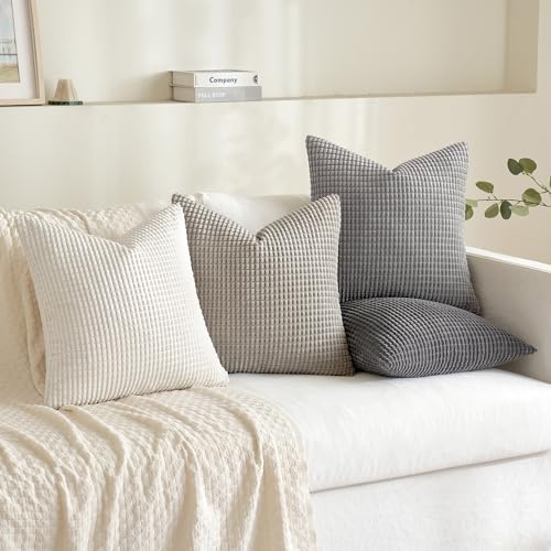 MIULEE Neutral Decorative Pillow Covers 18x18 Inch Set of 4 Modern Grey - color: Modern Grey, size: 18" x 18" (Pack of 4)