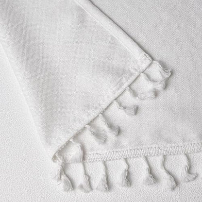 Oindec Faux Linen Tassel Kitchen Valances, White, 54x15 inch - color: White