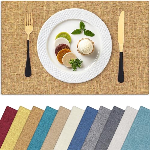Homaxy Cloths Placemats for Dining Table Set of 8, 13" x 19", Amber - color: Amber, size: Placemats Set of 8