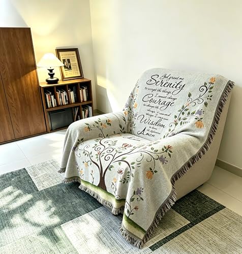 God Grant Me The Serenity Prayer Chenille Tapestry Throw Blanket - color: The Serenity Prayer