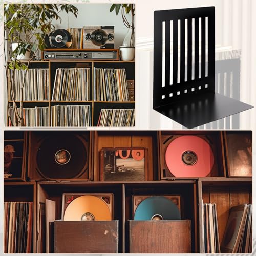 4 Pcs 10 Inch Heavy Duty Bookends Non-Skid Base, Black - color: Black, size: 10 Inch