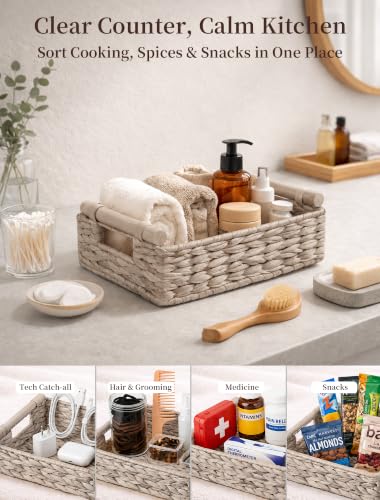 Wicker Basket, Large Basket for Gift Baskets Empty, 10.2x7.9x4in - color: Whitewash, size: Small