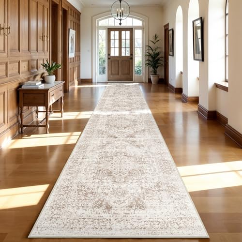 3x20 Washable Runner Rug: Vintage Non Slip Long Hallway Rugs IvoryBeige - color: Ivory/Beige, size: 3x20