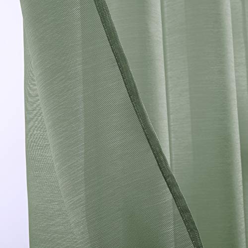 DONREN Sage Sheer Curtains 72 Inch Grommet 2 Pieces Faux Linen Voile Drapes Window Textured Sheer Curtains for Living Room Bedroom, 52 W x 72 L Inch Length - color: Sage, size: 52"W x 72"L (Pack of 2)