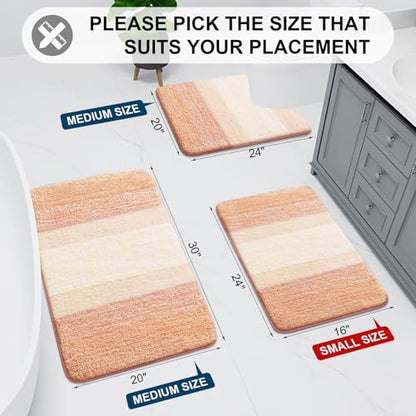Arotive Microfiber Bathroom Rugs, Shaggy Soft Absorbent Bath Rug, 44x24 - color: Peach, size: 44" X 24"