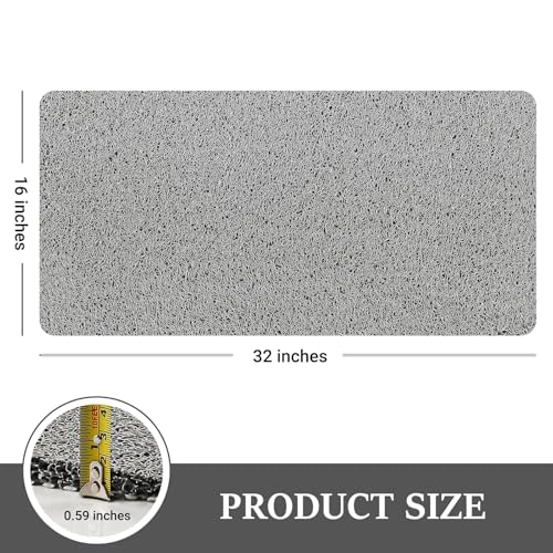 LuxStep Shower Mat Bathtub Mat,Non-Slip Bath Mat with Drain, Quick Drying - color: Stylish Grey, size: 32" x 16"