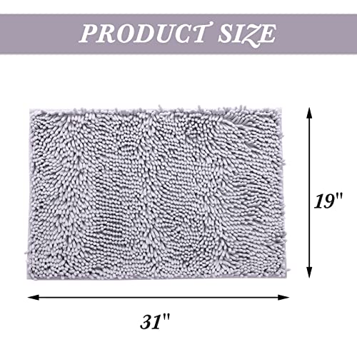Non-Slip Bath Rug,Extra Soft Microfiber Bedroom Shag Carpet with Anti-Slip Backing,Water/Dust Absorbent Fast Dry Shower Mat,Sound Insulated Stairs Pad,Machine Washable (Grey,19 x 31 Inches) - color: Grey, size: 19"x31"
