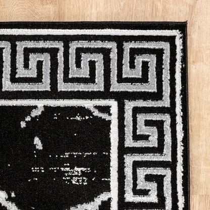 GLORY RUGS Area Rugs Marble 2x7 Black Gray Carpet Modern Abstract Rug Living Room Dining Bedroom Rug - color: Black Gray, size: 2' x 7' (Rectangular)