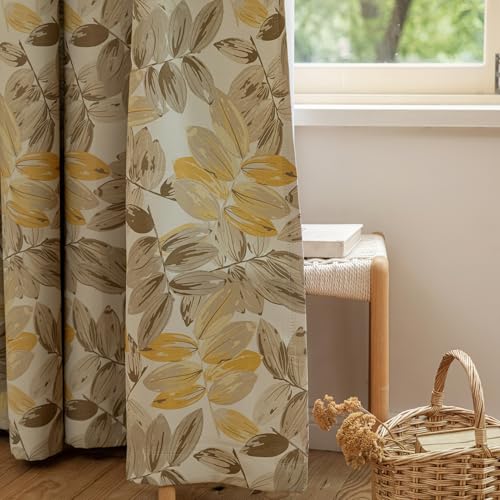 SUOUO Vintage Mocha Brown Floral Blackout Curtains 96 Inches 2 Panels - color: Brown, size: 52"W x 96"L (Pack of 2)