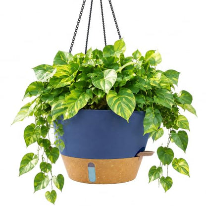 ZMTECH 대형 30.5cm(12인치) 자체 급수 벽걸이 화분, 워터 윈도우 및 체인 - color: 블루.
