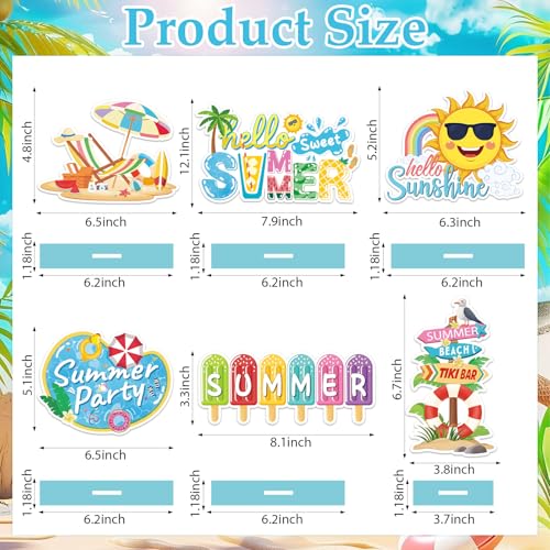 6 Pcs Hello Sweet Summer Wooden Table Decoration Sunshine Table Centerpiece - style: Summer