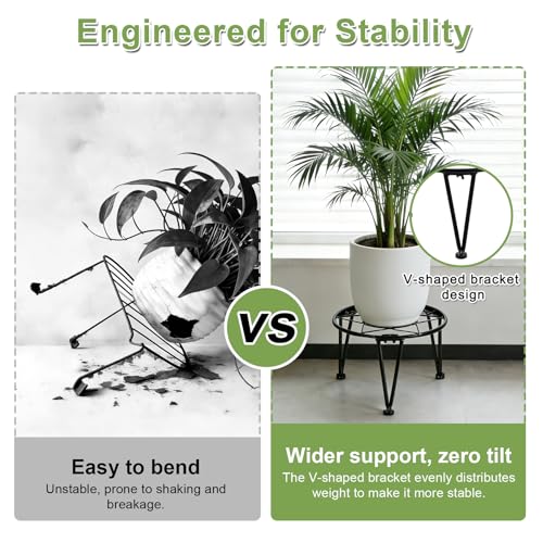 Vigordream Metal Plant Stand Indoor Outdoor Planter Holder (Black, 8 Inch) - size: 8 Inch