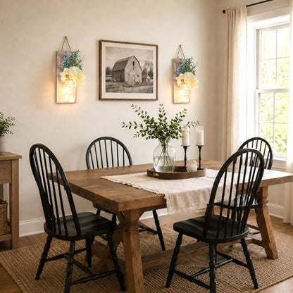 Rustic Wall Decor Set of 2, Brown - color: 13.4"H Brown + Rose