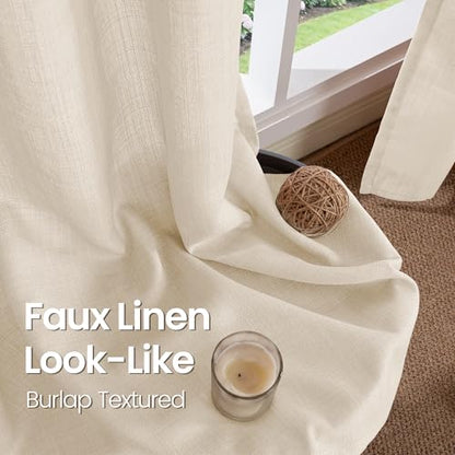 BGment Light Beige Linen Curtains 63 Inch Length for Living Room - 2 Panels - color: Light Beige, size: 52"W x 63"L (Pack of 2)