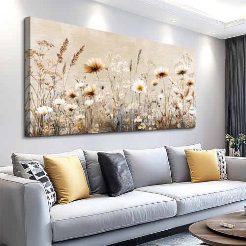 XIGUANGART Large Wall Art for Living Room Canvas Prints, Farmhouse Nature Floral Botanical Wall Decor, Flower Market Modern Home Decor Oil Paintings Bedroom Bathroom Decor Aesthetic 24"x48" - color: Vintage Flowers, size: 48"L x 24"W