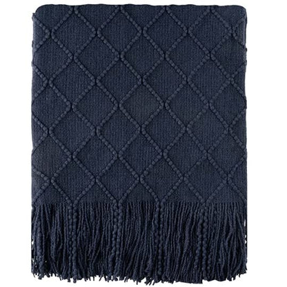 BATTILO HOME Navy Blue Throw Blanket for Couch, 52"x80" - color: Navy, size: 52 x 80 in.